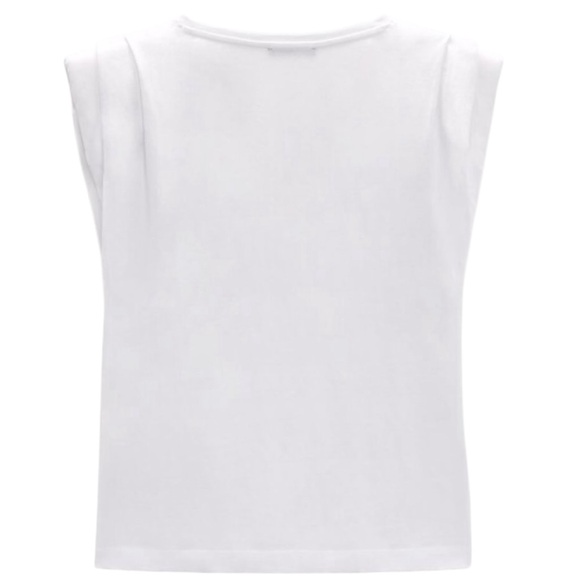Zara White Shoulder Pad V-Neck Muscle Tee - L - Picture 3 of 15